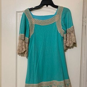 Blue and crochet dress